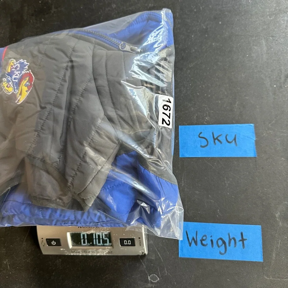 Kansas Jayhawks Puffer Vest Mens Medium Blue Colosseum Full Zip Colorblock NCAA